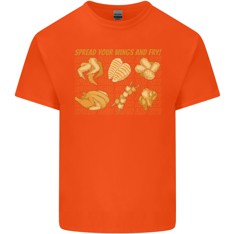 Funny Chicken Humour Chef BBQ Food Cook Mens Cotton T-Shirt Tee Top Orange