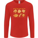 Funny Chicken Humour Chef BBQ Food Cook Mens Long Sleeve T-Shirt Red