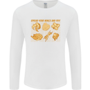 Funny Chicken Humour Chef BBQ Food Cook Mens Long Sleeve T-Shirt White