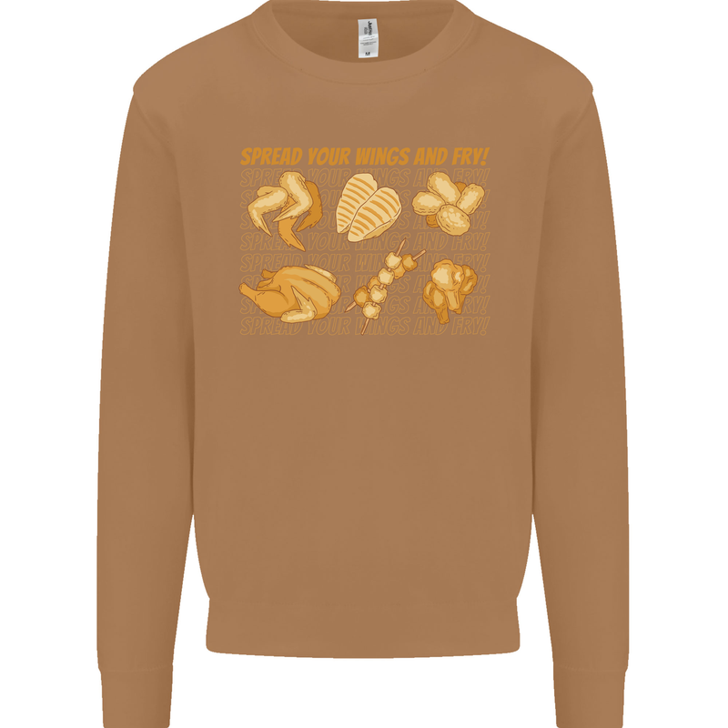 Funny Chicken Humour Chef BBQ Food Cook Mens Sweatshirt Jumper Caramel Latte