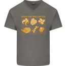 Funny Chicken Humour Chef BBQ Food Cook Mens V-Neck Cotton T-Shirt Charcoal