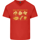 Funny Chicken Humour Chef BBQ Food Cook Mens V-Neck Cotton T-Shirt Red
