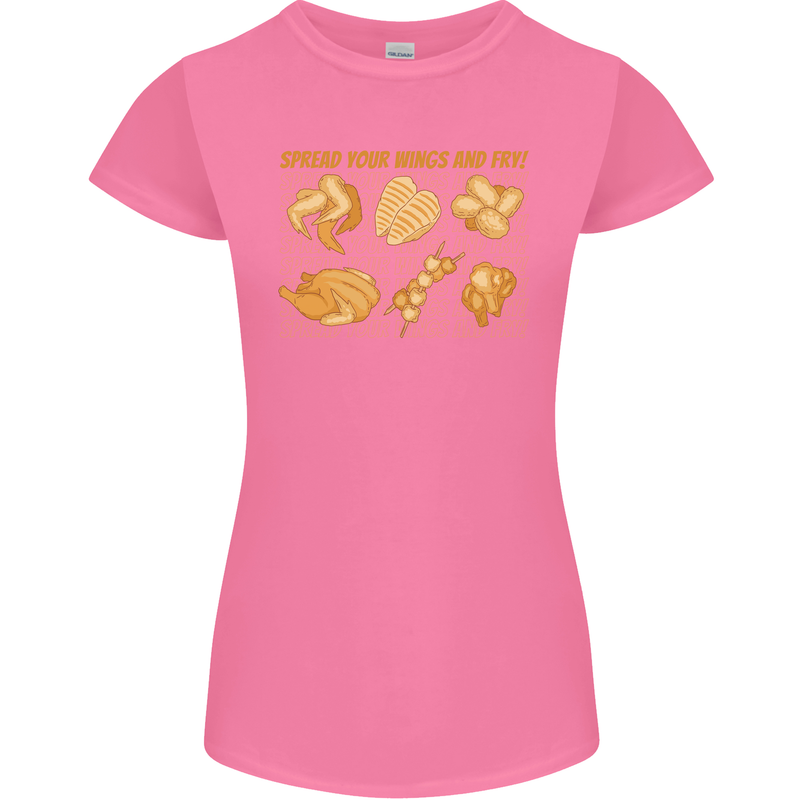 Funny Chicken Humour Chef BBQ Food Cook Womens Petite Cut T-Shirt Azalea