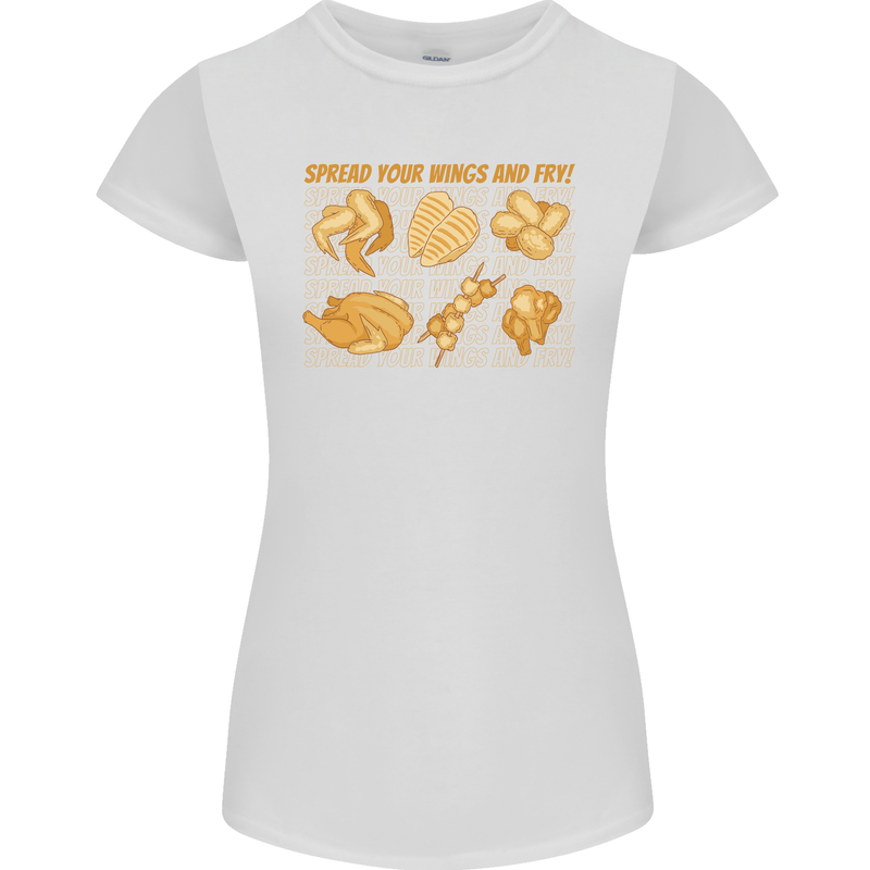 Funny Chicken Humour Chef BBQ Food Cook Womens Petite Cut T-Shirt White
