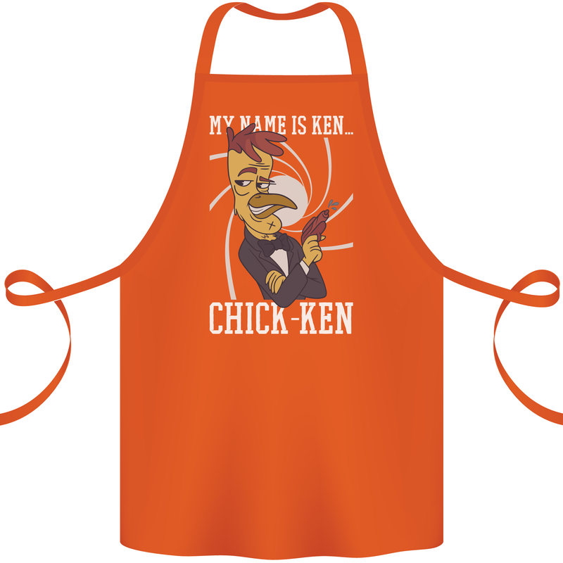Funny Chicken Spy Parody Cotton Apron 100% Organic Orange