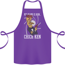 Funny Chicken Spy Parody Cotton Apron 100% Organic Purple