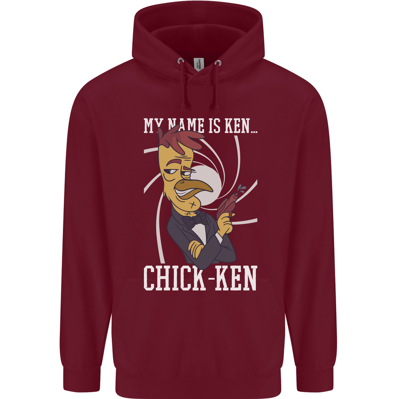 Funny Chicken Spy Parody Mens 80% Cotton Hoodie Maroon