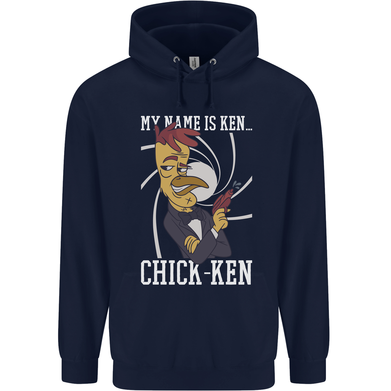 Funny Chicken Spy Parody Mens 80% Cotton Hoodie Navy Blue