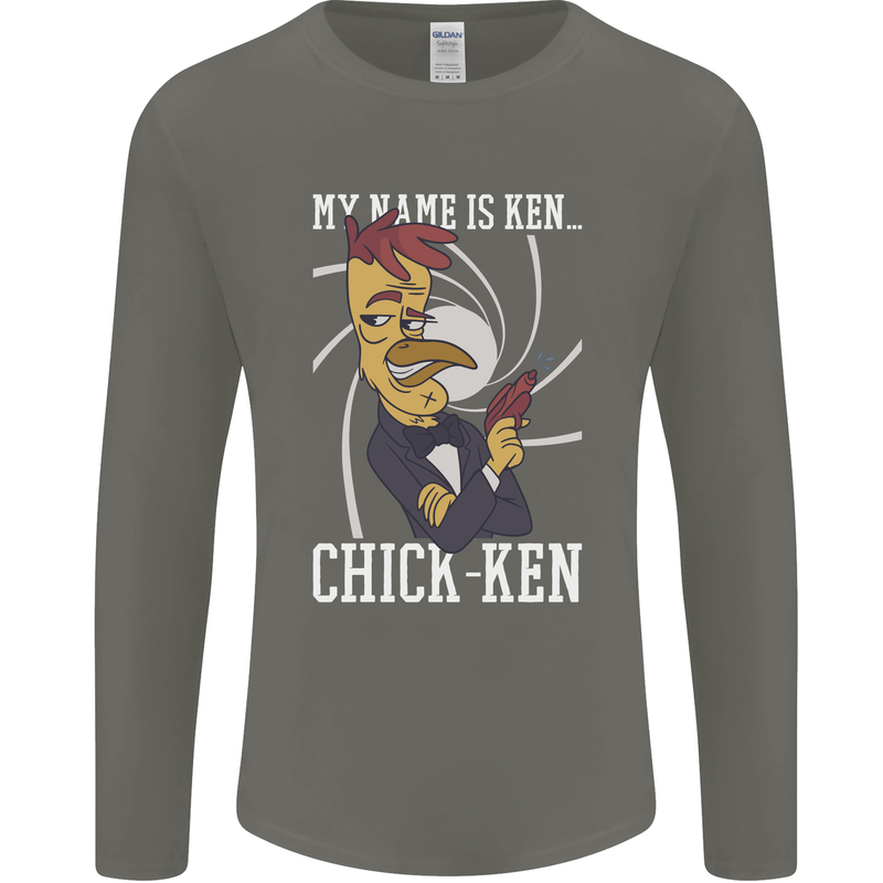 Funny Chicken Spy Parody Mens Long Sleeve T-Shirt Charcoal