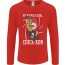 Funny Chicken Spy Parody Mens Long Sleeve T-Shirt Red