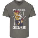 Funny Chicken Spy Parody Mens V-Neck Cotton T-Shirt Charcoal