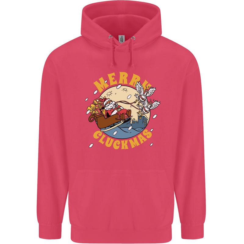 Funny Chickens Merry Cluckmas Childrens Kids Hoodie Heliconia
