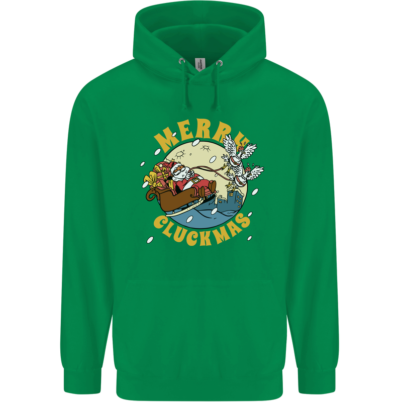 Funny Chickens Merry Cluckmas Childrens Kids Hoodie Irish Green