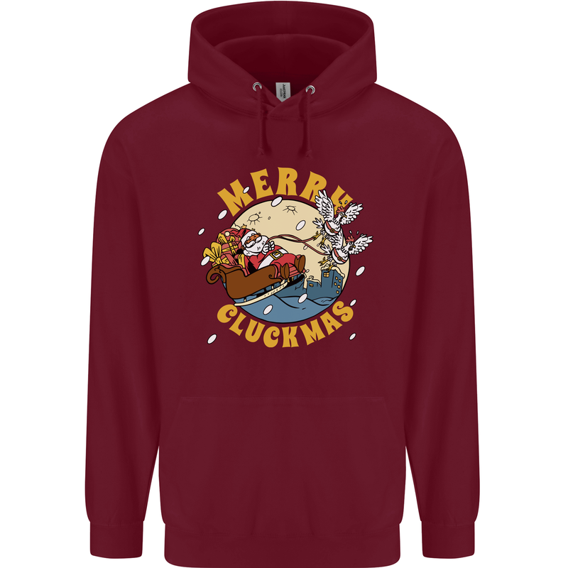 Funny Chickens Merry Cluckmas Childrens Kids Hoodie Maroon