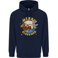 Funny Chickens Merry Cluckmas Childrens Kids Hoodie Navy Blue