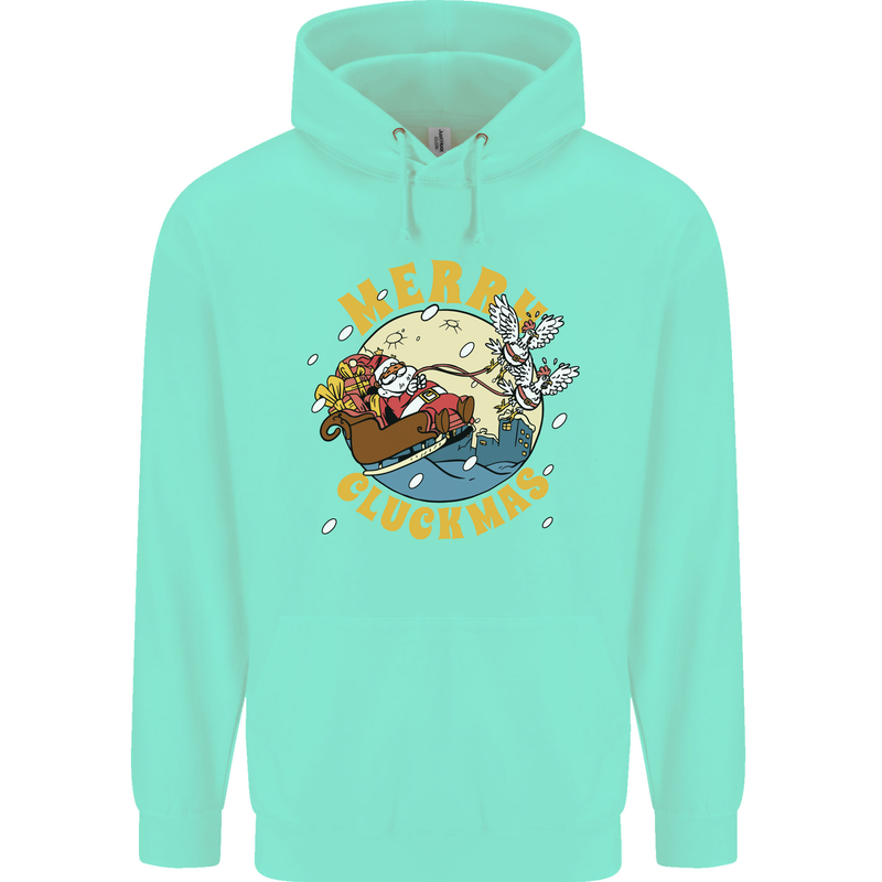 Funny Chickens Merry Cluckmas Childrens Kids Hoodie Peppermint