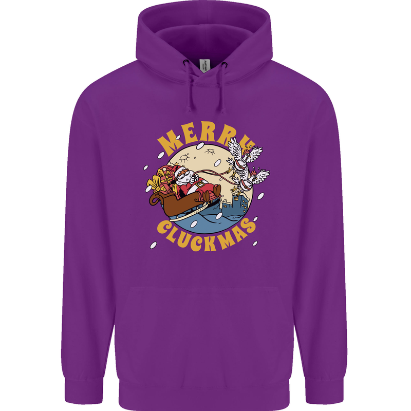 Funny Chickens Merry Cluckmas Childrens Kids Hoodie Purple