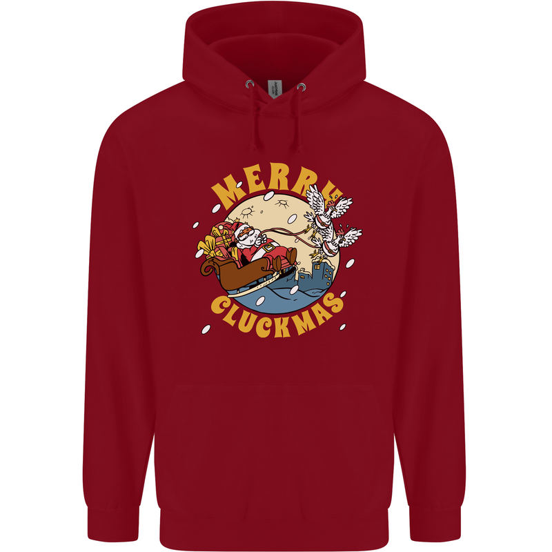 Funny Chickens Merry Cluckmas Childrens Kids Hoodie Red
