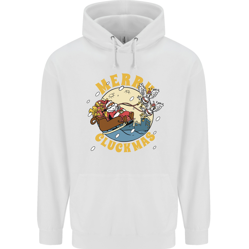 Funny Chickens Merry Cluckmas Childrens Kids Hoodie White