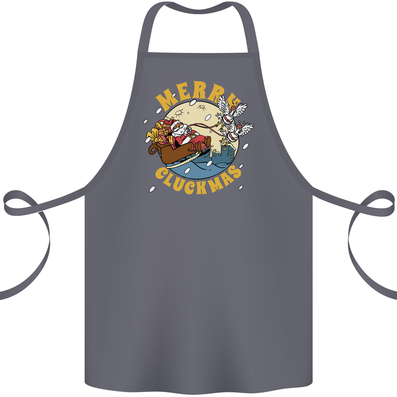 Funny Chickens Merry Cluckmas Cotton Apron 100% Organic Steel