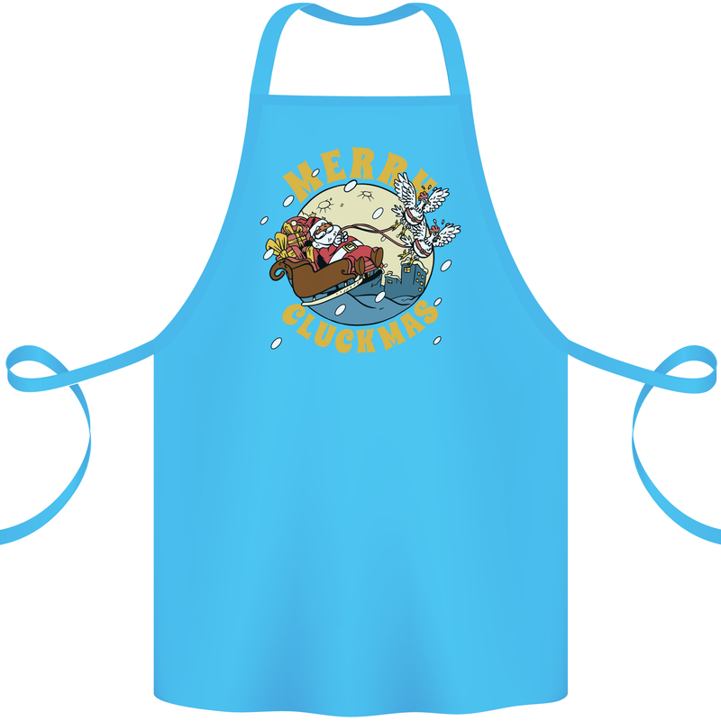Funny Chickens Merry Cluckmas Cotton Apron 100% Organic Turquoise