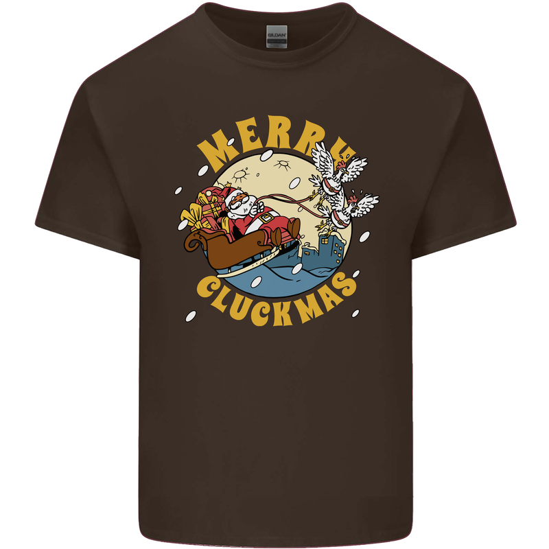Funny Chickens Merry Cluckmas Kids T-Shirt Childrens Chocolate