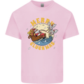 Funny Chickens Merry Cluckmas Kids T-Shirt Childrens Light Pink