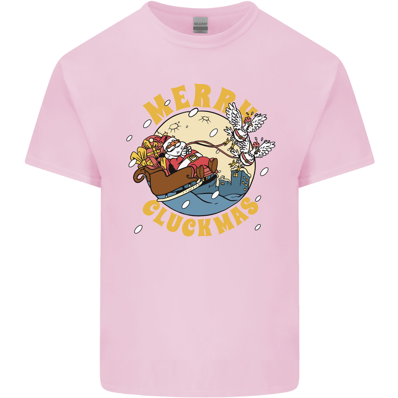 Funny Chickens Merry Cluckmas Kids T-Shirt Childrens Light Pink
