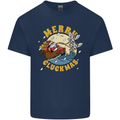 Funny Chickens Merry Cluckmas Kids T-Shirt Childrens Navy Blue