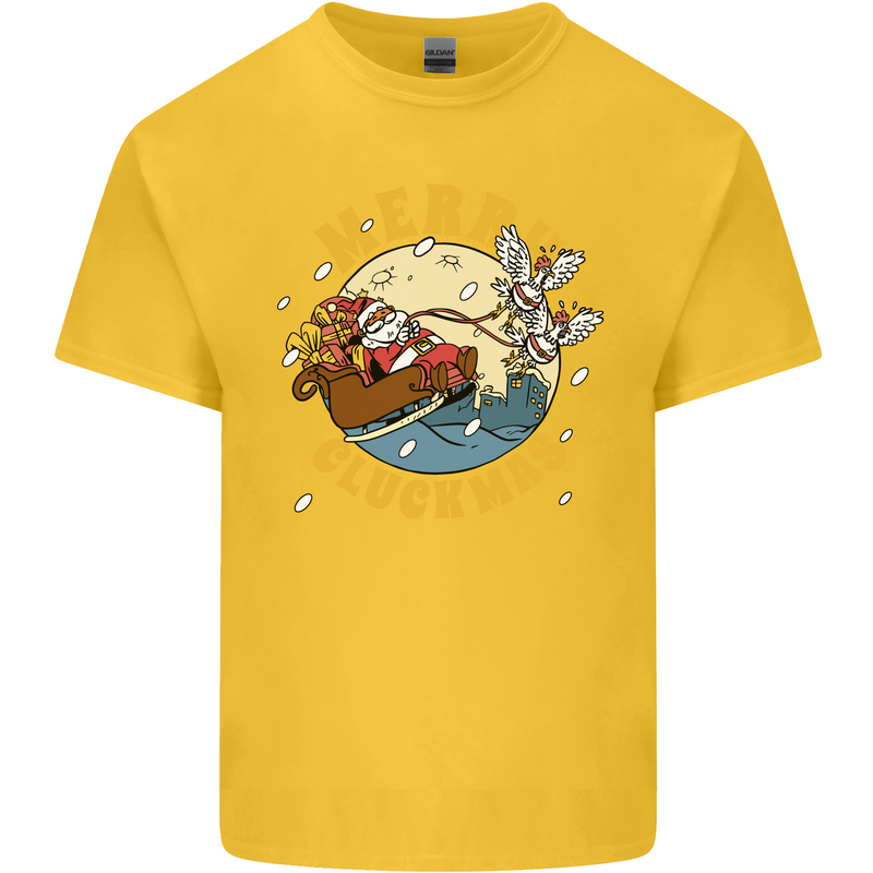 Funny Chickens Merry Cluckmas Kids T-Shirt Childrens Yellow