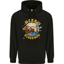 Funny Chickens Merry Cluckmas Mens 80% Cotton Hoodie Black