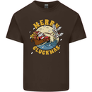 Funny Chickens Merry Cluckmas Mens Cotton T-Shirt Tee Top Dark Chocolate