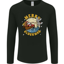 Funny Chickens Merry Cluckmas Mens Long Sleeve T-Shirt Black