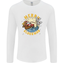Funny Chickens Merry Cluckmas Mens Long Sleeve T-Shirt White