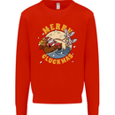 Funny Chickens Merry Cluckmas Mens Sweatshirt Jumper Bright Red