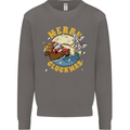 Funny Chickens Merry Cluckmas Mens Sweatshirt Jumper Charcoal