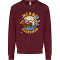 Funny Chickens Merry Cluckmas Mens Sweatshirt Jumper Maroon