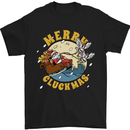Funny Chickens Merry Cluckmas Mens T-Shirt Cotton Gildan Black