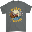 Funny Chickens Merry Cluckmas Mens T-Shirt Cotton Gildan Charcoal