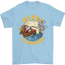 Funny Chickens Merry Cluckmas Mens T-Shirt Cotton Gildan Light Blue