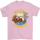 Funny Chickens Merry Cluckmas Mens T-Shirt Cotton Gildan Light Pink