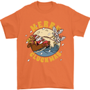 Funny Chickens Merry Cluckmas Mens T-Shirt Cotton Gildan Orange