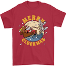 Funny Chickens Merry Cluckmas Mens T-Shirt Cotton Gildan Red