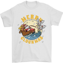 Funny Chickens Merry Cluckmas Mens T-Shirt Cotton Gildan White