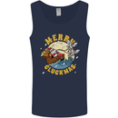 Funny Chickens Merry Cluckmas Mens Vest Tank Top Navy Blue