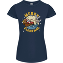 Funny Chickens Merry Cluckmas Womens Petite Cut T-Shirt Navy Blue