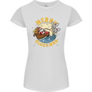 Funny Chickens Merry Cluckmas Womens Petite Cut T-Shirt White