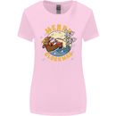 Funny Chickens Merry Cluckmas Womens Wider Cut T-Shirt Light Pink