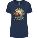 Funny Chickens Merry Cluckmas Womens Wider Cut T-Shirt Navy Blue