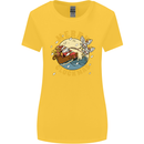 Funny Chickens Merry Cluckmas Womens Wider Cut T-Shirt Yellow